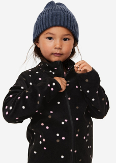 ☘️ Fleecová PUNTÍKOVANÁ MIKINA H&M na zip černá